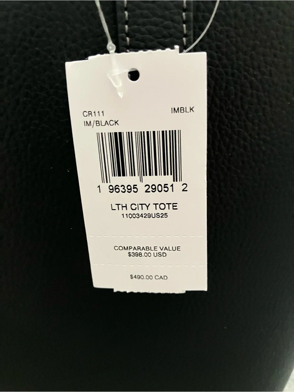 NWT Coach City Tote in Black